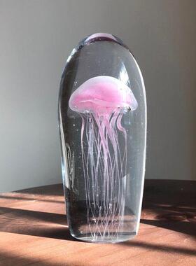 淄博琉璃玻璃水晶球家居装饰品夜光水母动物地中海洋生日礼物摆件