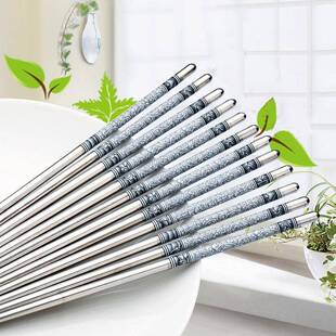 Blue and white porcelain patterned stainless steel chopstick