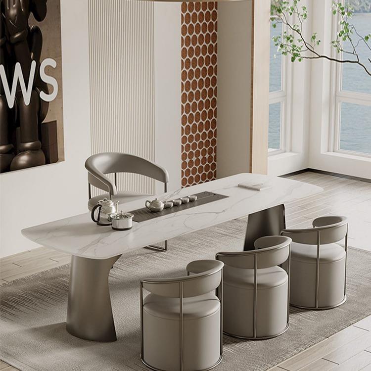 轻奢大板FCZ用茶台烧水壶一体套装现代办公室约家简板岩泡茶桌椅