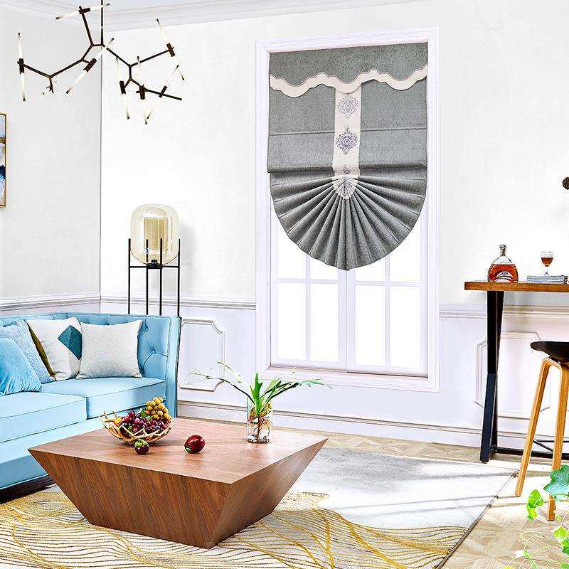 欧式遮光窗帘客厅卧室罗马帘简约大气雪尼尔提花新款静音轨道飘窗
