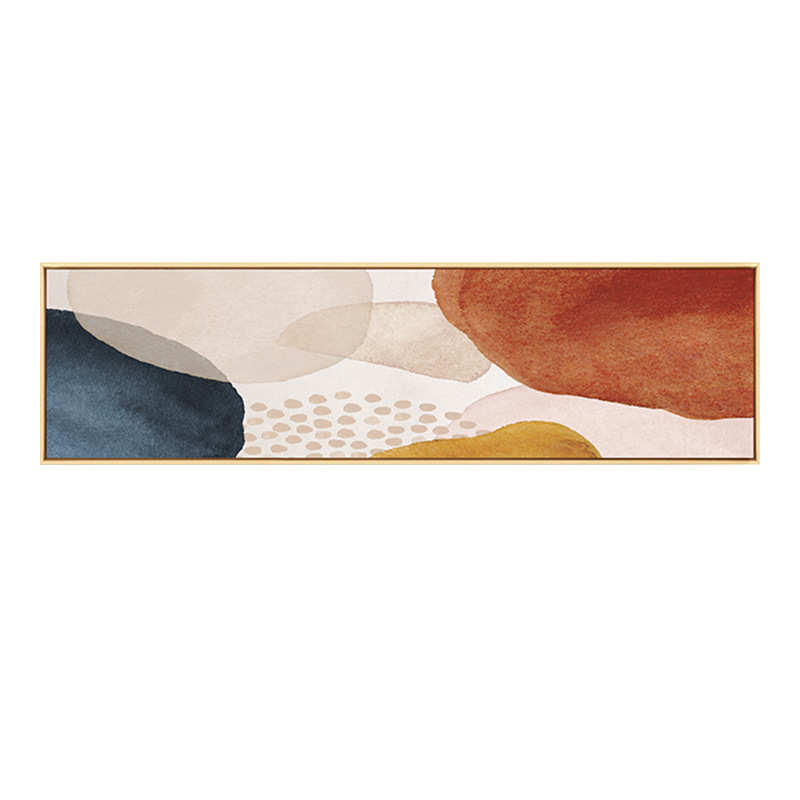 梦影 现代简约卧室装饰画几何抽象北欧床头挂画民宿蓝橙色块壁画图片