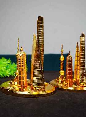 上海地标建筑模型东方明珠景区旅游纪念品金属工艺品家居摆件