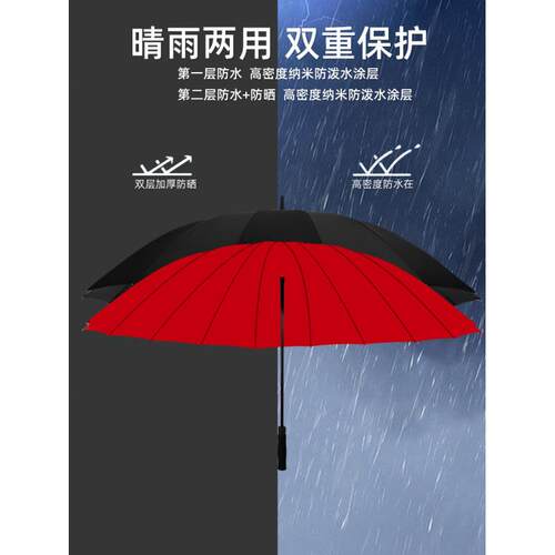 国96暴骨雨伞双层加大加厚加大固长柄伞自动超号三人双抗885德风