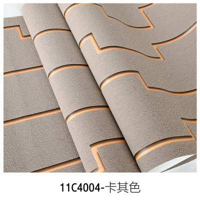 wallpape3d卧室简约中式背景电视现代壁纸墙纸客厅条纹鹿皮绒