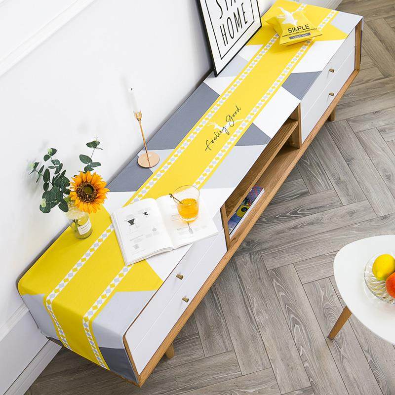 高档北欧电视柜鞋防防尘盖布长条棉麻桌旗桌柜茶几布长方形水免洗