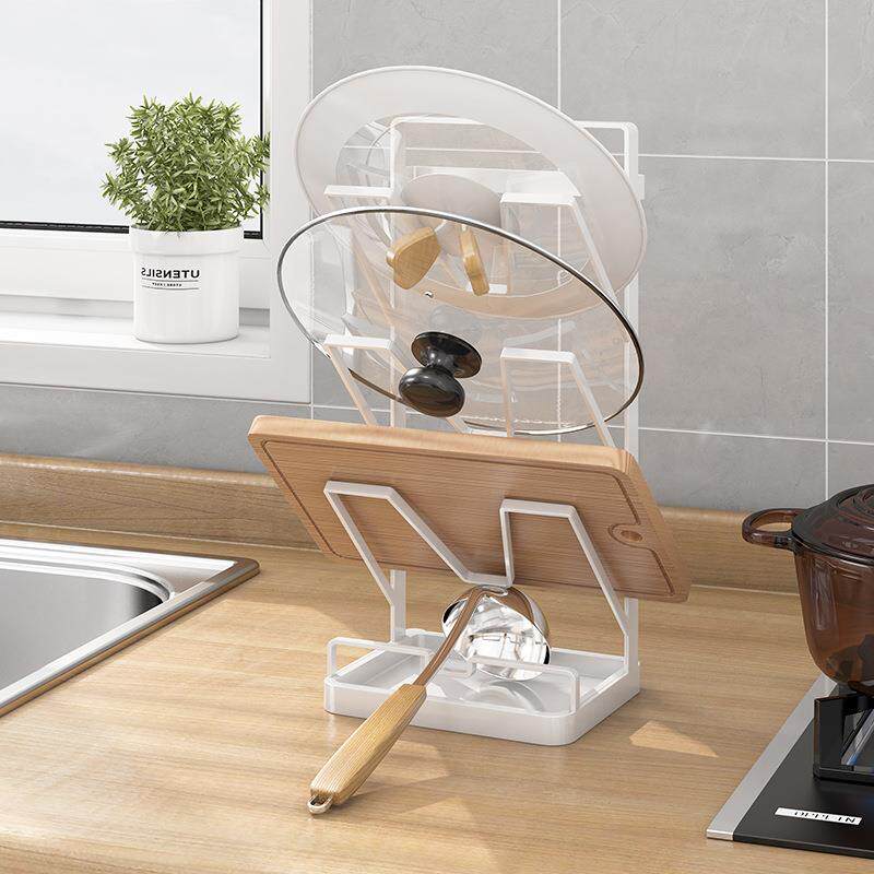 厨房置物架台面放锅盖架子带接水盘壁挂免打孔多层砧板菜板收纳架