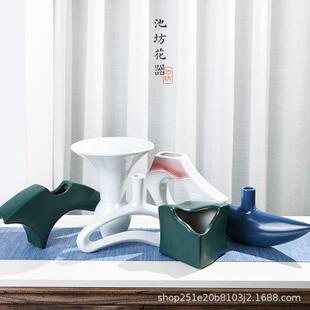 剑山日式池坊花瓶草标生花盆花立花插花花器禅意月流准器异形插花