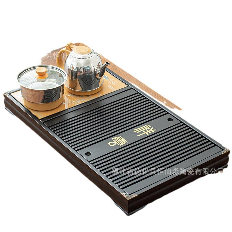 紫砂陶瓷功夫茶具套装家用茶杯简约办公实木小茶盘抽屉式茶台整套
