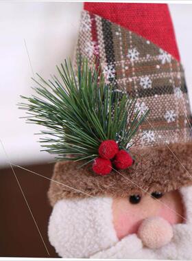 Christmas snowflake gingham retractable doll decoration