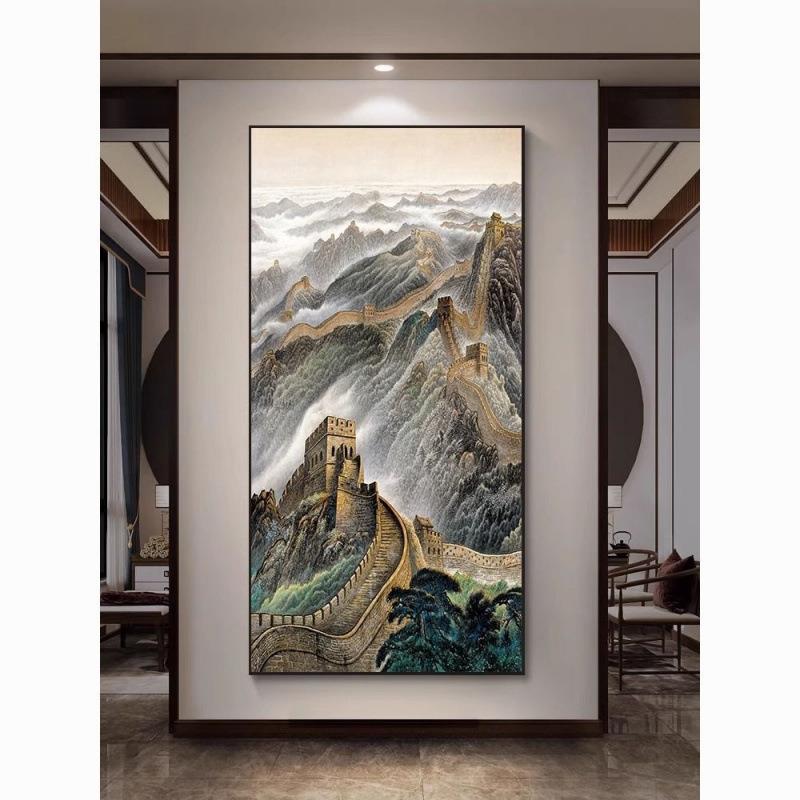 长城画过道里走廊尽万水头办公室VPQ山挂画玄关画竖版风景客厅装