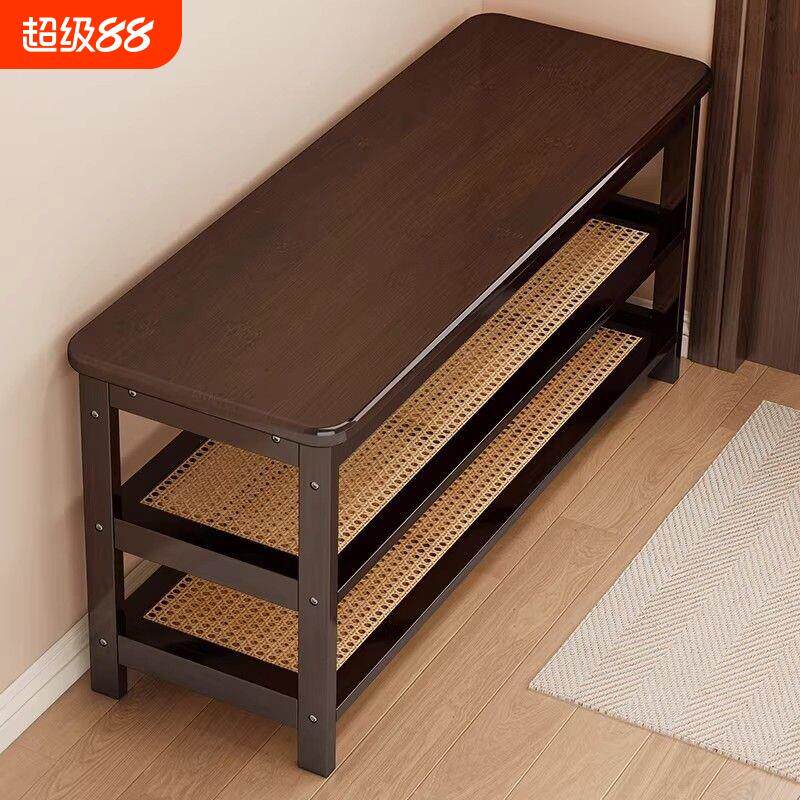 鞋架玄关换鞋凳家用门口入户鞋柜坐凳一体可穿试鞋长条凳进门楠竹