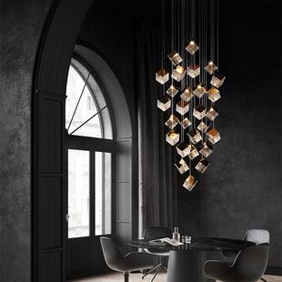 楼梯间艺术2025年别墅复式楼网红公寓长吊灯创意新款loft楼梯吊灯