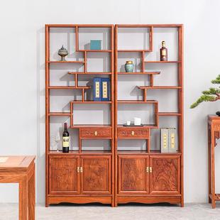 刺猬紫檀博古架实木中式超窄多宝阁红木客厅花梨木置物架隔断落地