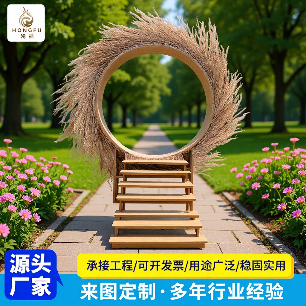 太阳款落地秋千卡座景区打卡户外摆件藤编圆形鸟巢座椅户外休闲