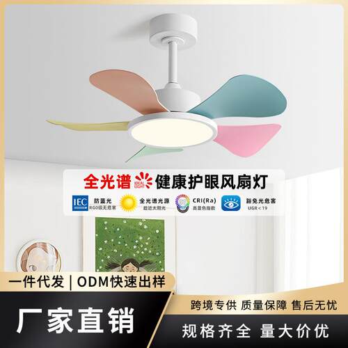餐厅风扇灯2024新款卧室儿童房小型吊扇灯家用静音迷你电风扇吊灯