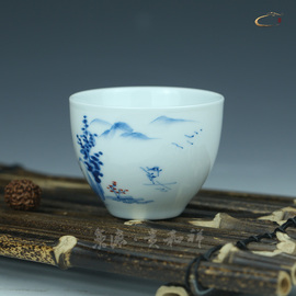 京德贵和祥青花苍松迎客杯手绘茶杯景德镇陶瓷功夫茶具品茗杯单个