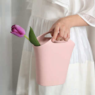 ins奶油风花篮陶瓷花瓶摆件创意家居客厅插花餐桌电视柜玄关装 饰