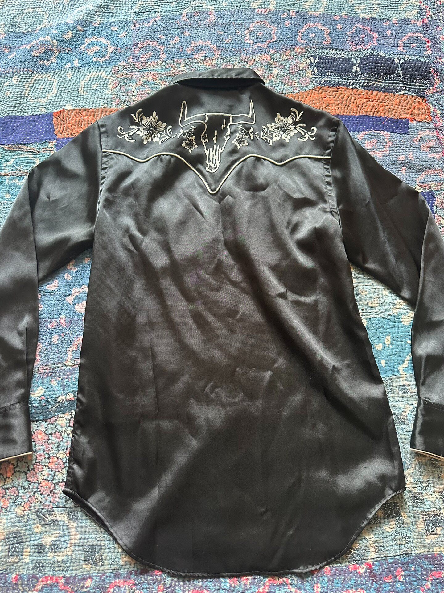 RRL Black Western Embroidery Shirt — front