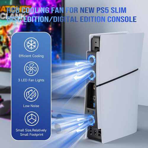 PS5SLIM主机后置风扇 PS5薄机散热器游戏主机温控风扇冷却器