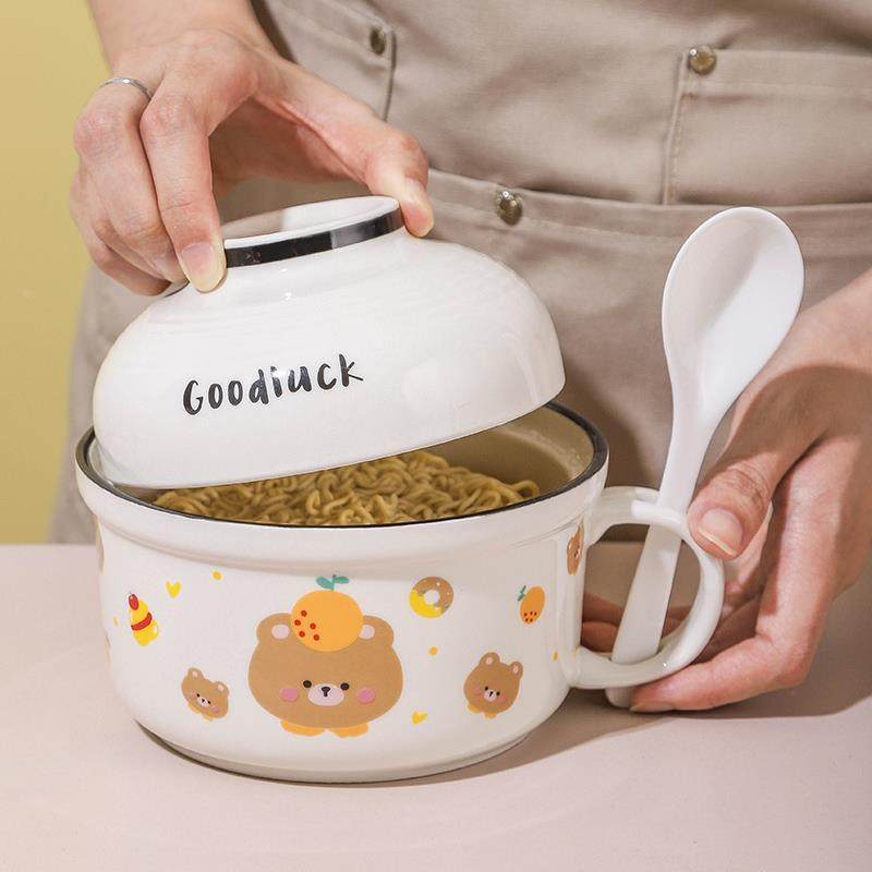 陶瓷泡面碗带盖勺带手柄上班族个人方便面碗大号汤碗碗筷套装,餐饮具,碗,淘宝优惠券,粉丝福利购,淘宝优惠卷