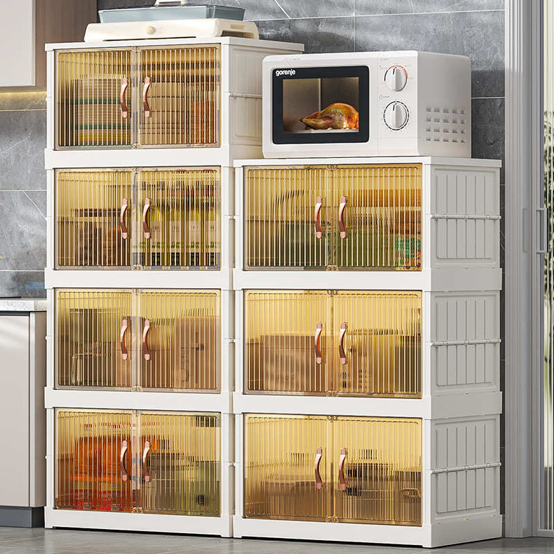 免安装收纳柜子置物柜家用双开门衣物折叠整理储物柜塑料零食柜