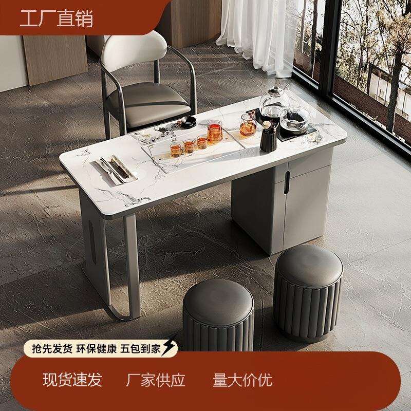 阳台茶桌椅组合现代岩板家用小户型简约小茶台一体小型功夫泡茶桌图片