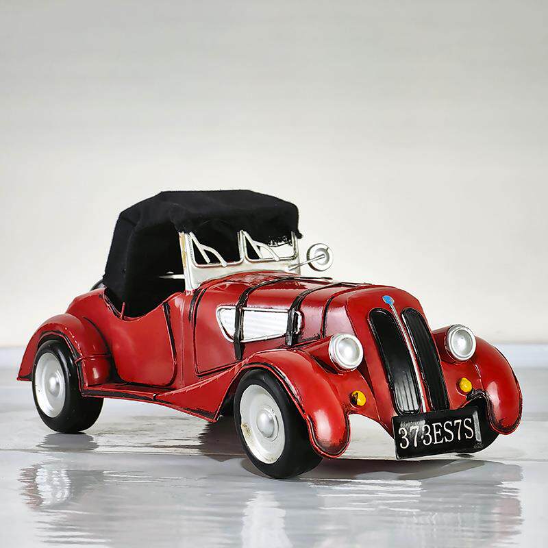 大众甲壳虫旅行轿车模型复古铁皮老爷车怀旧橱窗柜老式收藏品摆件