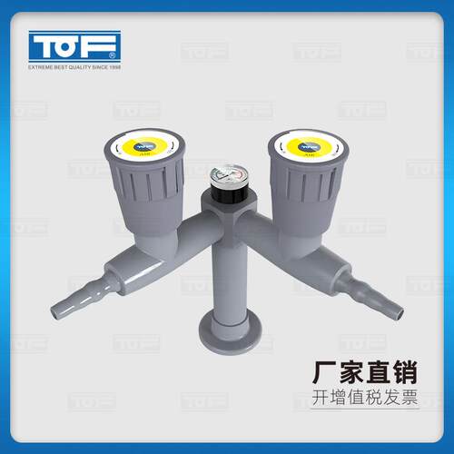 实验室化验室桌面双头直角供气考克（带压力表）KB5-1B