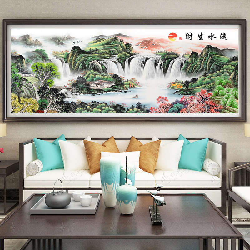 5d钻石画2025年新款客厅满钻流水生财十字绣山水风景点砖贴钻2021