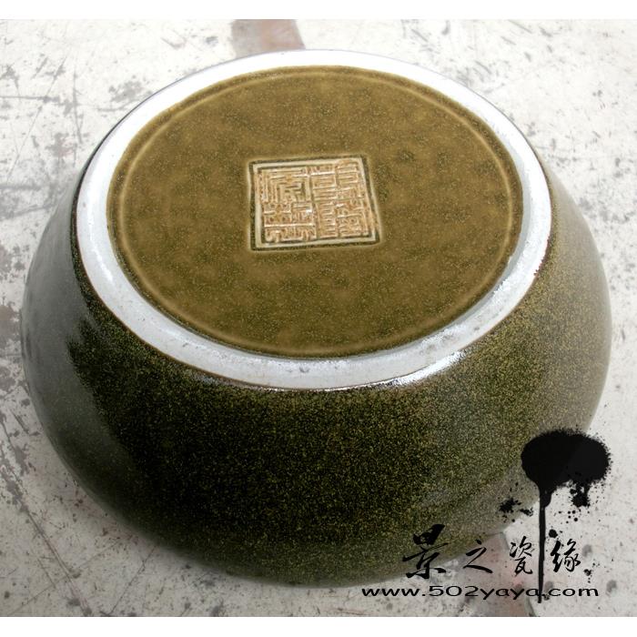 正品德镇陶瓷摆金中鱼缸茶叶景釉笔洗水仙盆乌龟缸铜钱草器国风件