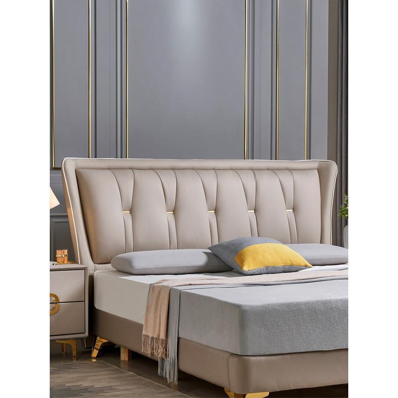 新木款床板软包轻奢1.PSE实8米双人简头约科技布落地床头靠背板单