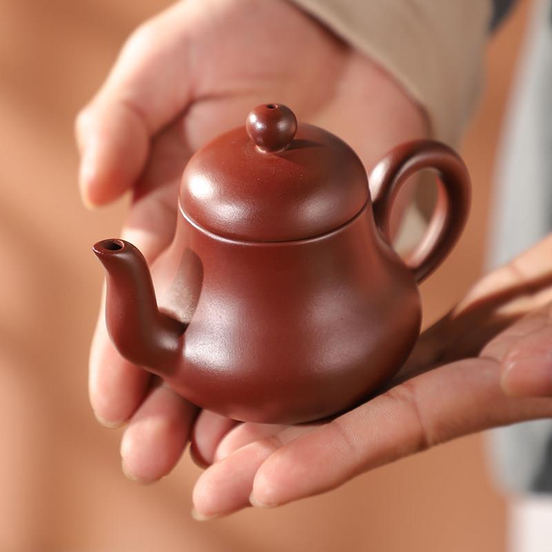 潮州原矿朱泥茶壶套组功夫茶具泡茶壶大红袍紫砂壶家用单壶手拉壶