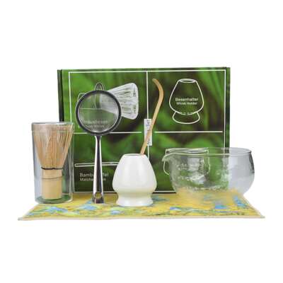 日式玻璃抹茶茶具套装茶筅托带嘴锤纹玻璃碗Matcha glass bowl