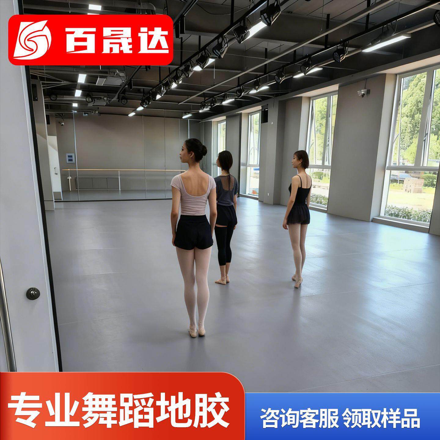 室内舞蹈房地垫地胶隔音垫缓冲垫健身运动教室地胶垫专业防滑