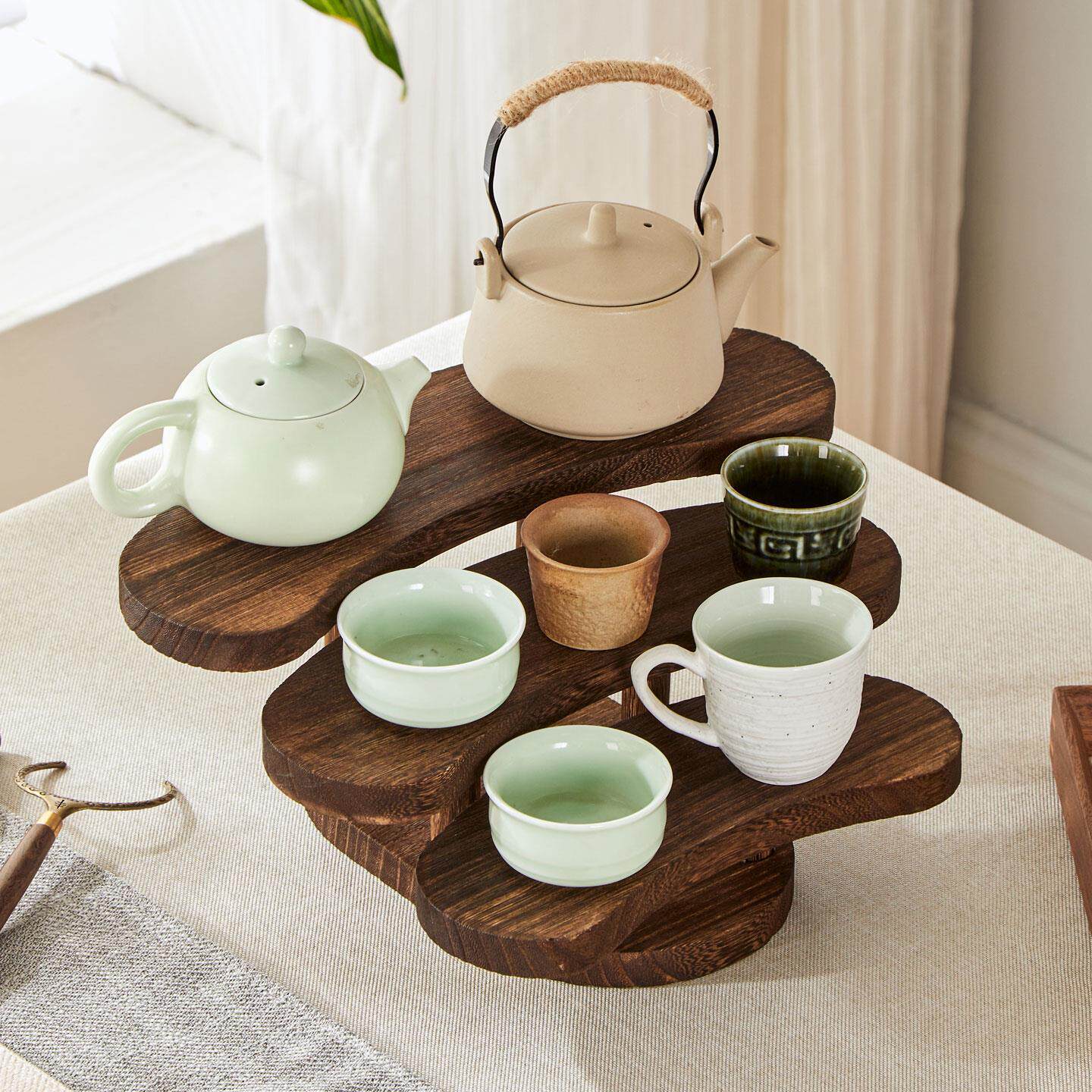 实木置物架桌面茶杯茶壶化妆品展示架收纳摆放阶梯模型首饰博古架