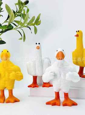 新品创意仿真中指鸭子大力鸭子摆件树脂工艺品家居桌面装饰品