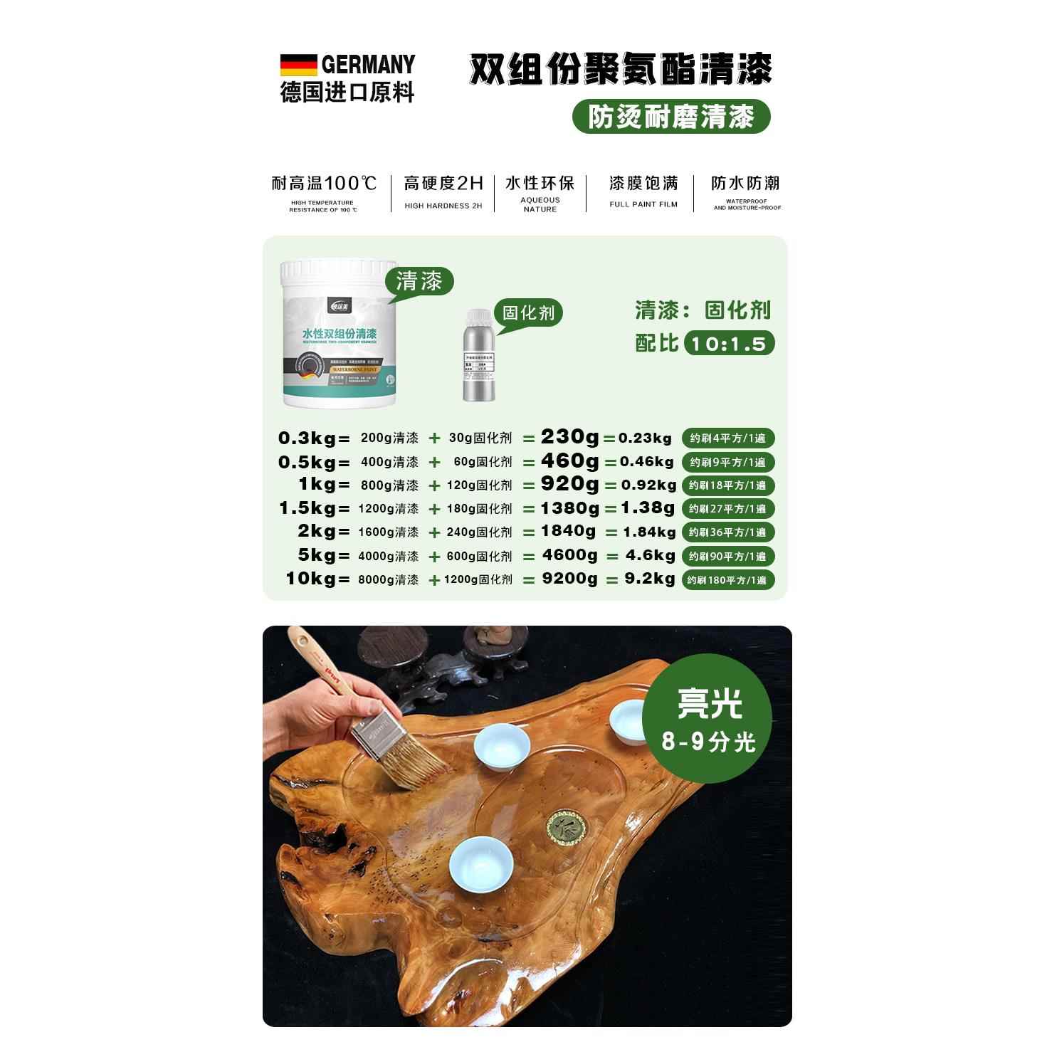 茶盘耐高温漆木器清漆茶台防烫根雕翻新专用保养油油漆茶桌木蜡油