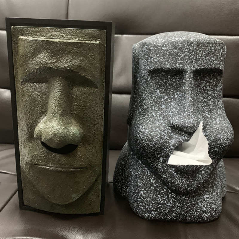 Moai Tissue box复活节石头人像纸巾盒摩艾纸巾抽 抽纸盒创意家居