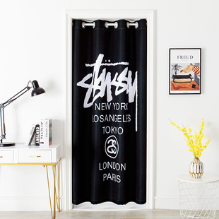 网红潮酷个性大V免打孔伸缩杆门帘过道卧室包间试衣间隔断遮挡帘