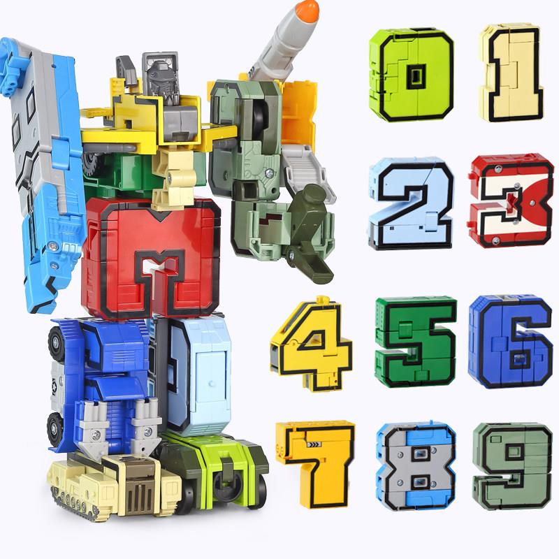 数字字母变形玩具加大合体金刚机器人战士儿机甲童益智拼装男孩