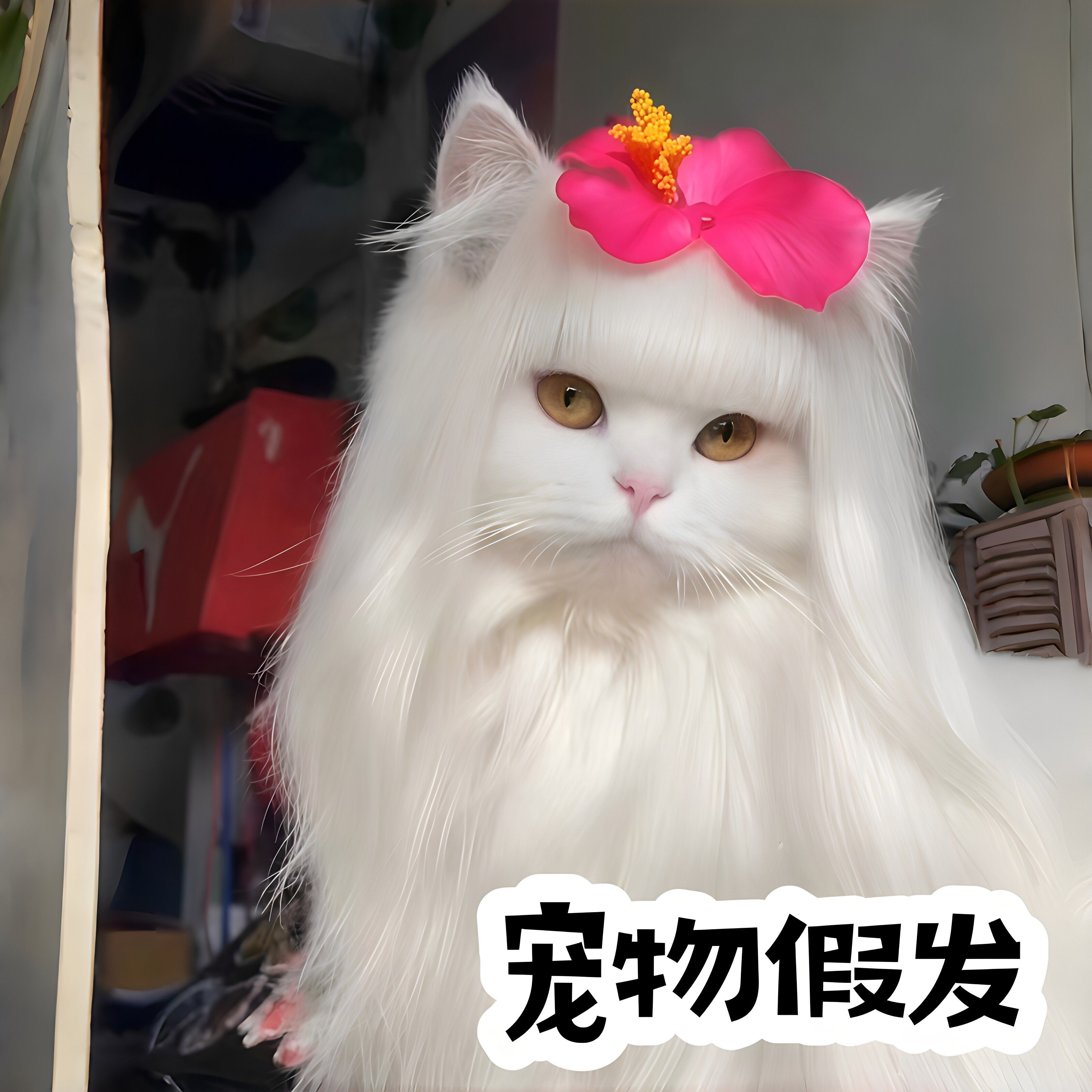 看得出她是公主!宠物假发猫咪小狗卷发直发假发创意拍照出片道具