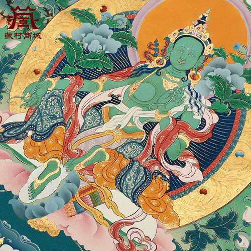手绘21度母唐卡画像天然矿物原料装饰画挂画藏式家用供奉玄关壁画