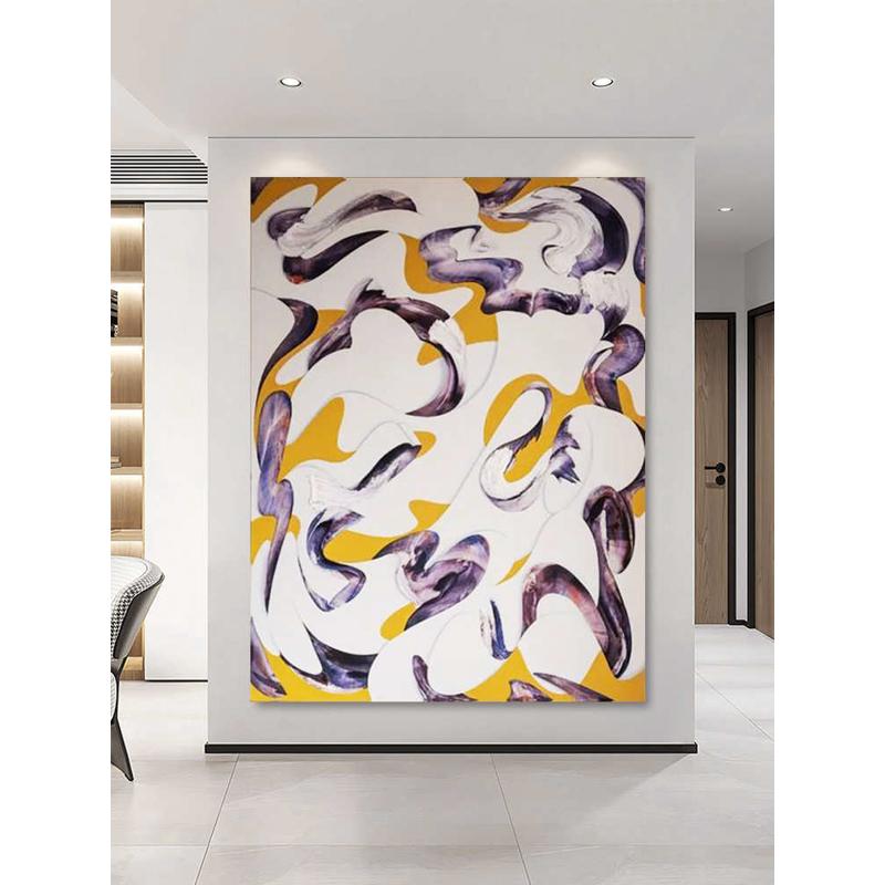 手绘油画立体抽象艺术橙装饰画玄关背景墙肌理画客厅餐厅挂画现代图片