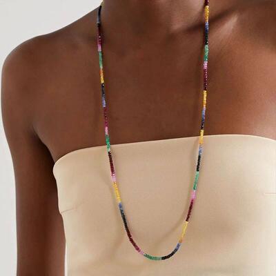ce Natural Stone Tourmaline Long Necklace Party Gift for Her