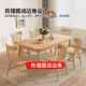 风型实TOD餐桌椅组饭合简约小户家用原木木色长方形吃桌子一件工