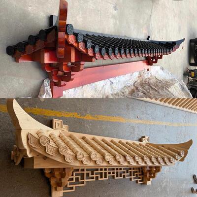 东阳木雕实木中式防雨门头古建屋檐门楣彷古飞檐户外遮雨棚遮阳棚