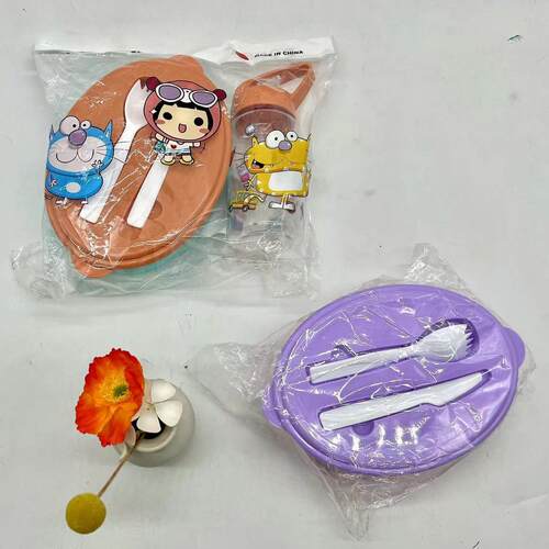 Deluxe Colorful Plastic Lunch Box + Plastic Cup Set  Childre
