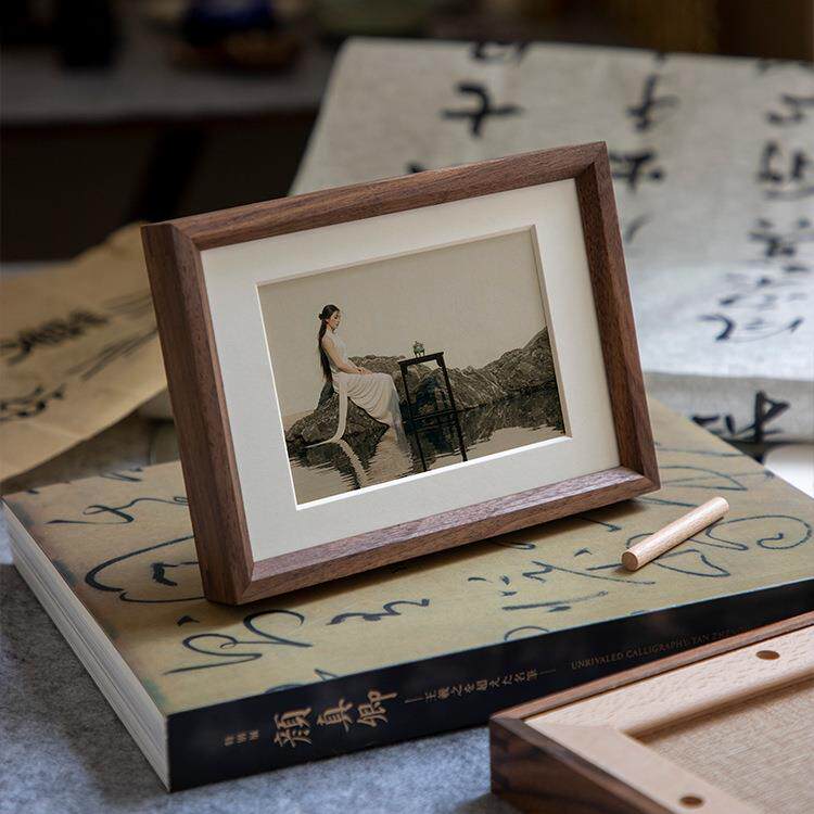 实木黑胡桃榫卯摆台相框5 6 7 8 10寸12全家福照片相片加打印