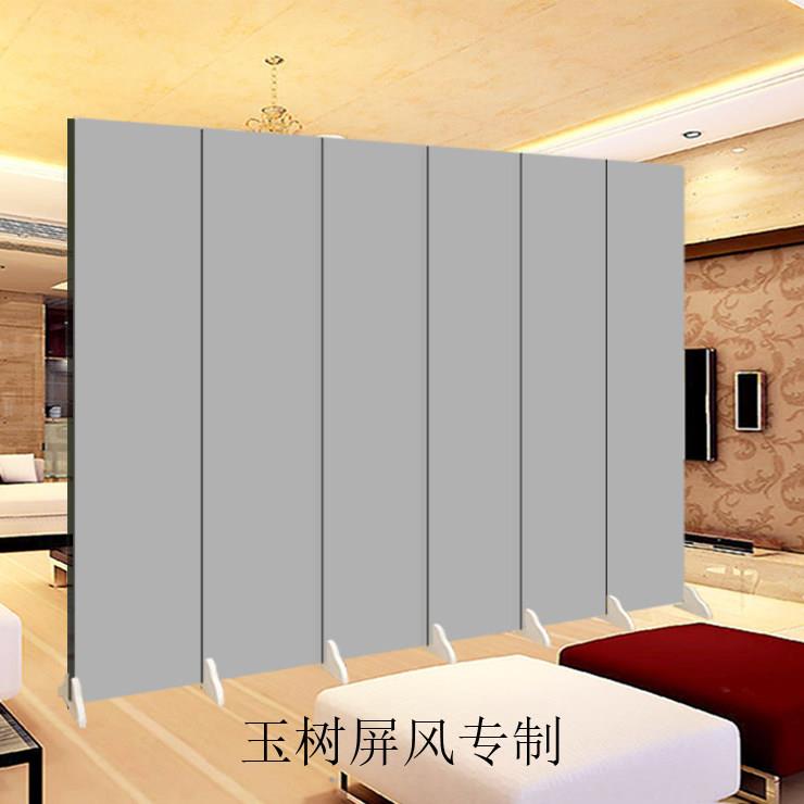 纯灰色简约折叠屏风公司办公室玄关隔断画室移动画板拍照纯色装饰