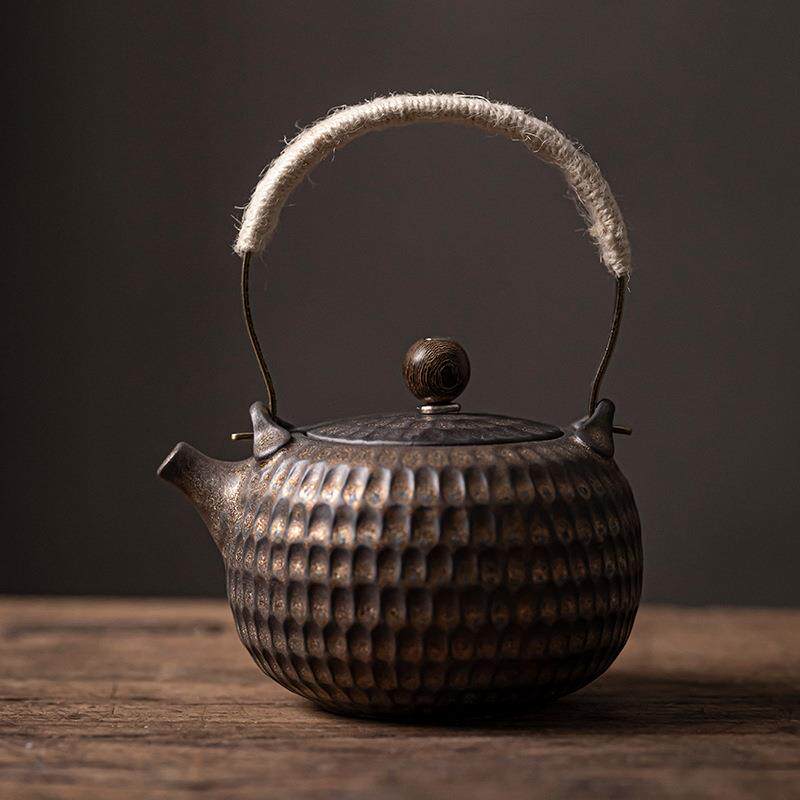 鎏金复古烧茶壶陶瓷手工泡茶器带过滤茶壶煮茶壶